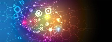 Yapay zeka. Teknoloji web arka plan. Sanal konsantrasyon