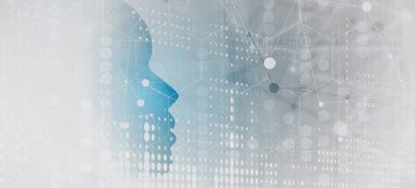 Yapay zeka. Teknoloji web arka plan. Sanal konsantrasyon