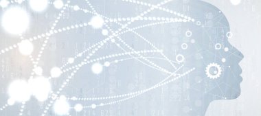 Yapay zeka. Teknoloji web arka plan. Sanal konsantrasyon