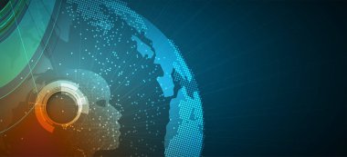 Yapay zeka. Teknoloji web arka plan. Sanal konsantrasyon