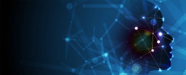 Yapay zeka. Teknoloji web arka plan. Sanal konsantrasyon