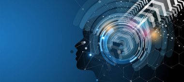 Yapay zeka. Teknoloji web arka plan. Sanal konsantrasyon