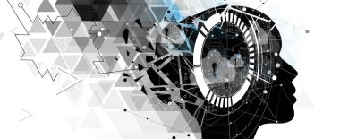 Yapay zeka. Teknoloji web arka plan. Sanal konsantrasyon