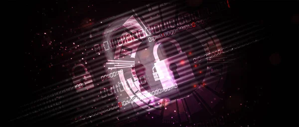 Cybersecurity και πληροφορίες ή προστασία δικτύου. Μελλοντική τεχνολογία κυβερνοχώρου — Διανυσματικό Αρχείο