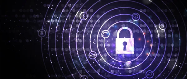 Ciberseguridad e información o protección de la red. Tecnología del futuro — Vector de stock