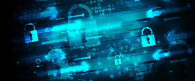 Cybersecurity ve bilgi veya ağ koruması. Gelecekteki teknoloji