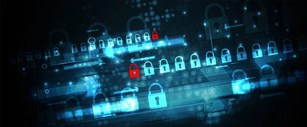 Cybersikkerhed og information eller netværksbeskyttelse. Fremtidens teknologi – Stock-vektor