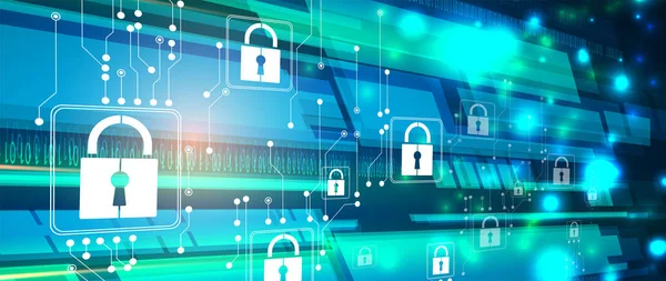 Ciberseguridad e información o protección de la red. Tecnología del futuro — Archivo Imágenes Vectoriales