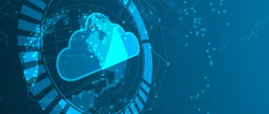 Bulut teknolojisi. Entegre dijital web konsepti arka planı