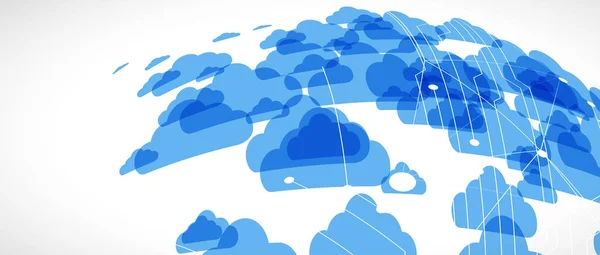Τεχνολογία σύννεφων. Ενσωματωμένη ψηφιακή αντίληψη Web φόντο — Διανυσματικό Αρχείο