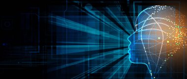 Yapay zeka. Teknoloji web arka plan. Sanal konsantrasyon