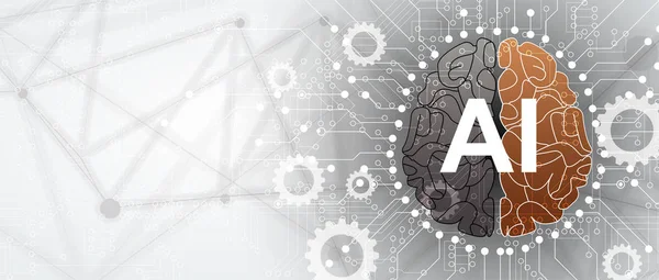 Абстрактный человеческий мозг. Технология искусственного интеллекта. Научное образование — стоковый вектор