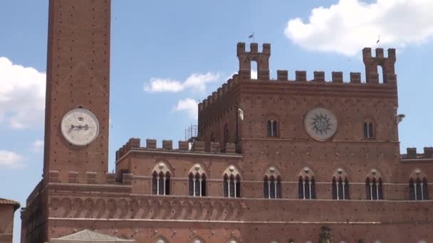 Siena Italië Augustus Stadhuis Het Hoofdplein Van Piazza Del Campo — Stockvideo