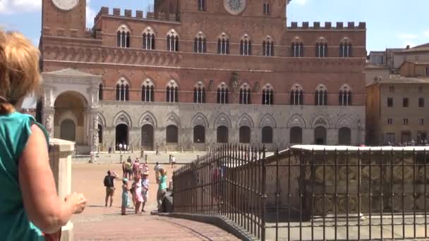 Siena Włochy Sierpnia Ratusz Głównym Placu Piazza Del Campo Sierpnia — Wideo stockowe