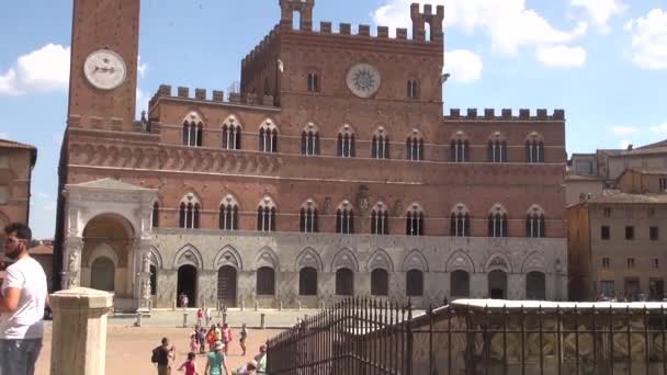 Siena Italien Augusti Rådhuset Stora Torget Piazza Del Campo Augusti — Stockvideo