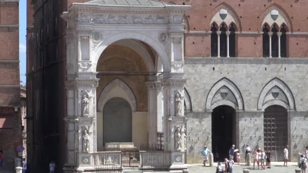 Σιένα Ιταλία Αύγουστος Δημαρχείο Στην Κεντρική Πλατεία Piazza Del Campo — Αρχείο Βίντεο