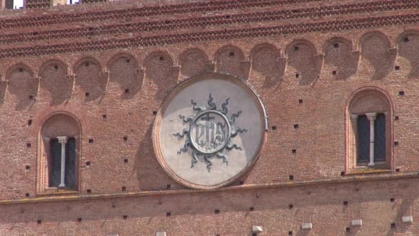 Siena Talya Ağustos Belediye Binası Ana Meydanı Piazza Del Campo — Stok video