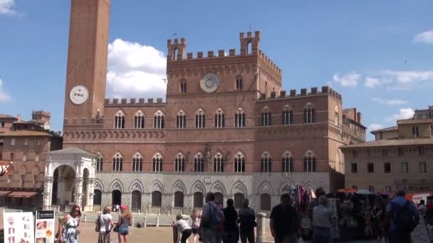 Siena Italia August Primăria Piața Principală Din Piazza Del Campo — Videoclip de stoc