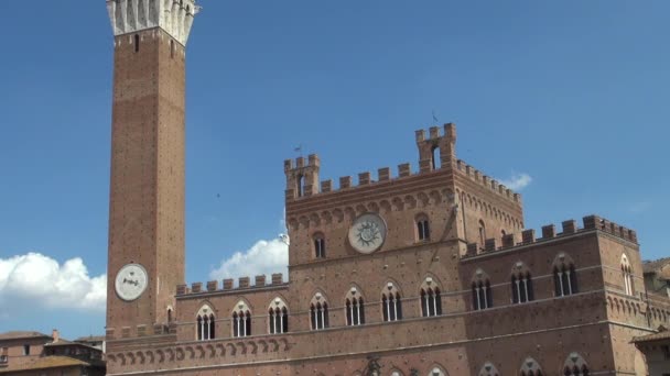 Siena Italy August Town Hall Main Square Piazza Del Campo — стоковое видео