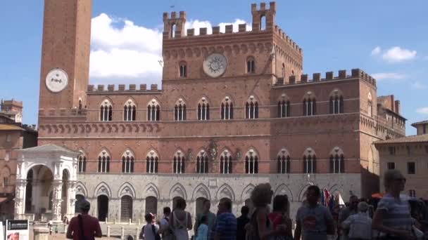 Siena Italien August Rathaus Auf Dem Hauptplatz Piazza Del Campo — Stockvideo
