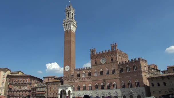 Siena Italy August Town Hall Main Square Piazza Del Campo — Stock Video