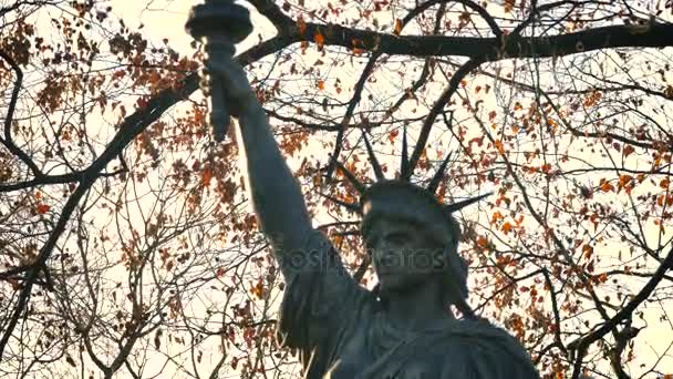 自由の女神像、リュクサンブール公園, パリ, ウルトラ hd 4 k のレプリカ, — ストック動画