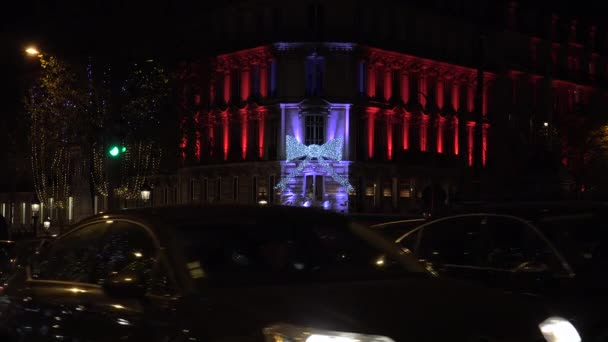Paříž Francie Cca 2017 Panoramata Pařížské Champs Elysees Noci Provoz — Stock video