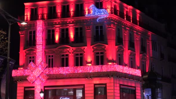 Parijs Frankrijk 2017 Stadsgezichten Van Parijs Met Champs Elysees Nacht — Stockvideo