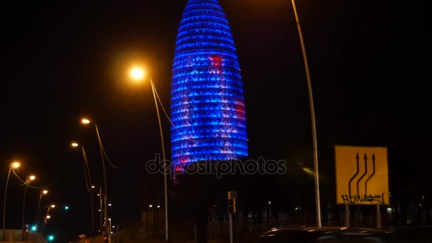 Βαρκελώνη Ισπανία Circa 2017 Torre Agbar Στη Βαρκελώνη Ιστορία Ουρανοξύστης — Αρχείο Βίντεο
