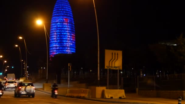 Барселона Іспанія Близько 2017 Torre Агбар Барселоні Поверхових Хмарочос Барселона — стокове відео