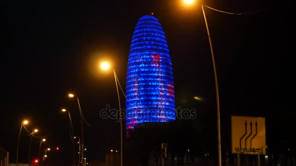 Барселона Іспанія Близько 2017 Torre Агбар Барселоні Поверхових Хмарочос Барселона — стокове відео