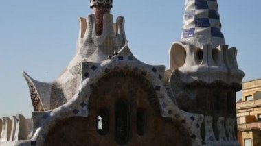 Barcelona, İspanya - Mayıs 2017 yaklaşık: A Parc Guell, kentin önemli turistik mekanlara, gerçek zamanlı, Barselona, İspanya, birini vurdu.