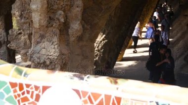 Barcelona, İspanya - Mayıs 2017 yaklaşık: A Parc Guell, kentin önemli turistik mekanlara, gerçek zamanlı, Barselona, İspanya, birini vurdu.