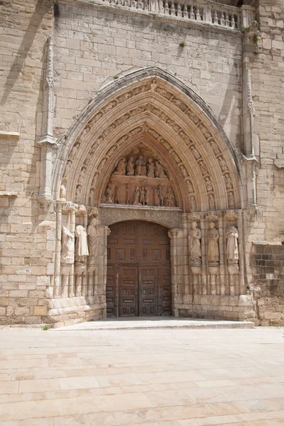 Puerta de la iglesia de San Esteban en la ciudad de Burgos — Foto de Stock