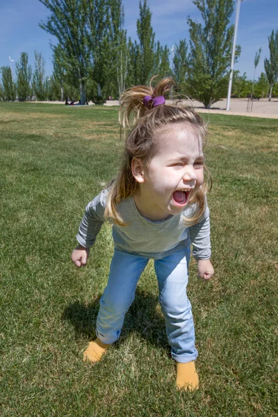 Criança gritando no parque — Fotografia de Stock