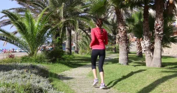 Dos femme courir entre les palmiers — Video