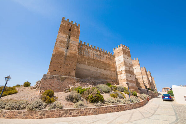 corner of Burgalimar Castle in Banos de la Encina