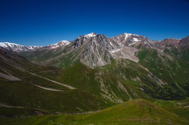 Buz tepeleri, Merkezi Tien Shan yeşil çimenli dağ Vadisi, 