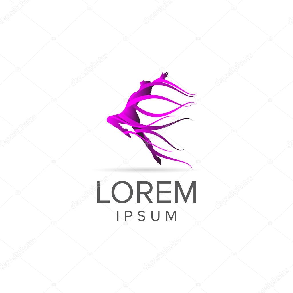 Creative Beautiful Dancer Logo. Vector element of beautiful ballet dancer the stylized figure