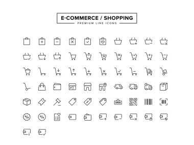 E-ticaret alışveriş satır Icon set