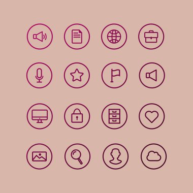 temel evrensel çağdaş çizgi Icon set
