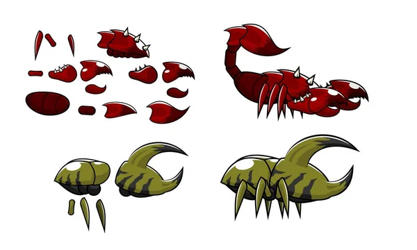 Μίνι χαρακτήρα scorpion και καβούρι εντόμων κιτ — Διανυσματικό Αρχείο