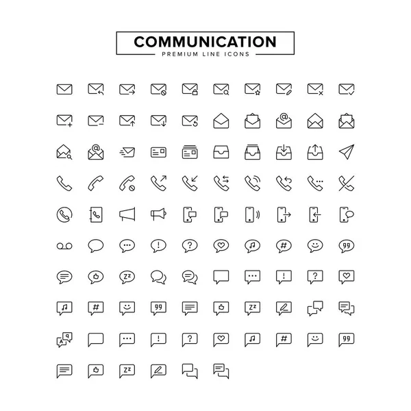Línea de comunicación icono conjunto — Vector de stock