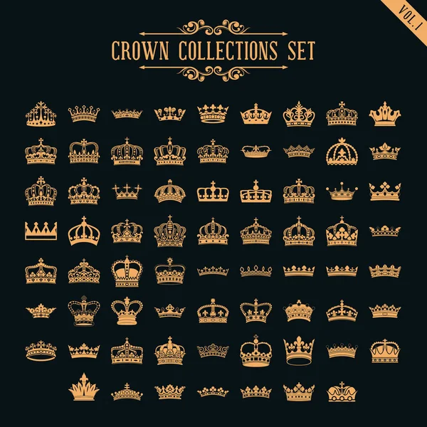 Coleção Crown conjunto — Vetor de Stock