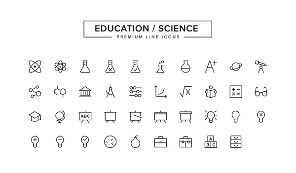 Bildungswissenschaft Linie Icon Set — Stockvektor