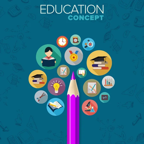 Concepto de educación. icono plano — Archivo Imágenes Vectoriales