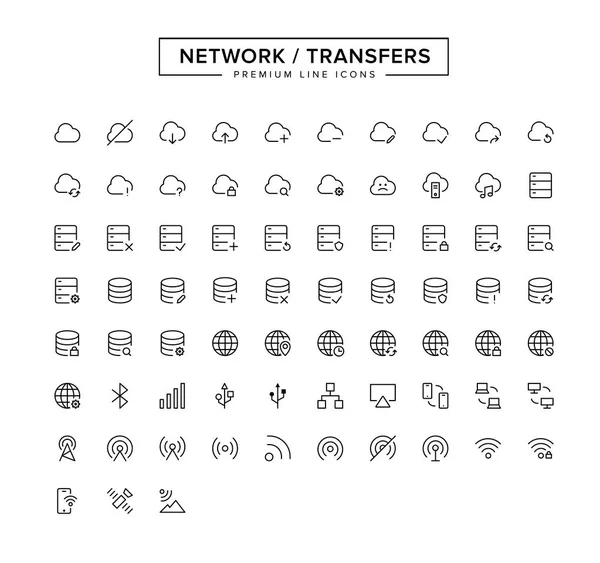 Network Transfers Line Icon Set. — Stock Vector