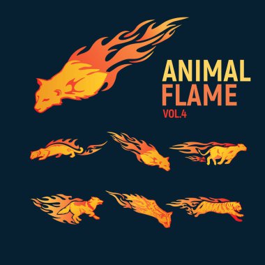 hayvan alev maskot logo ayarlamak.