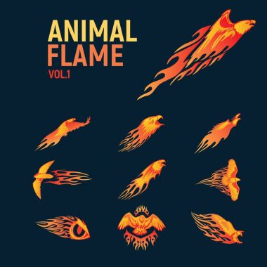 hayvan alev maskot logo ayarlamak.