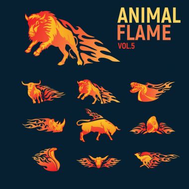 hayvan alev maskot logo ayarlamak.